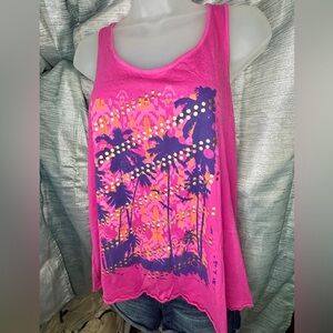 OP Racerback Semi-Fitted Pink Purple Gold Tank Top Shirt ~ XL (15/17)
